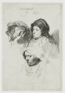 Rembrandt, Trois têtes de femme, l’une endormie